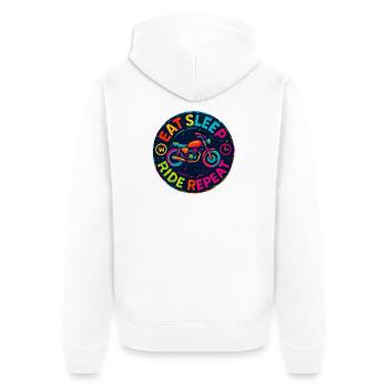 Eat Sleep Ride Repeat - Moto - Biker - Veste à capuche bio Premium Unisexe - blanc - Dos - Thijin (182cm)