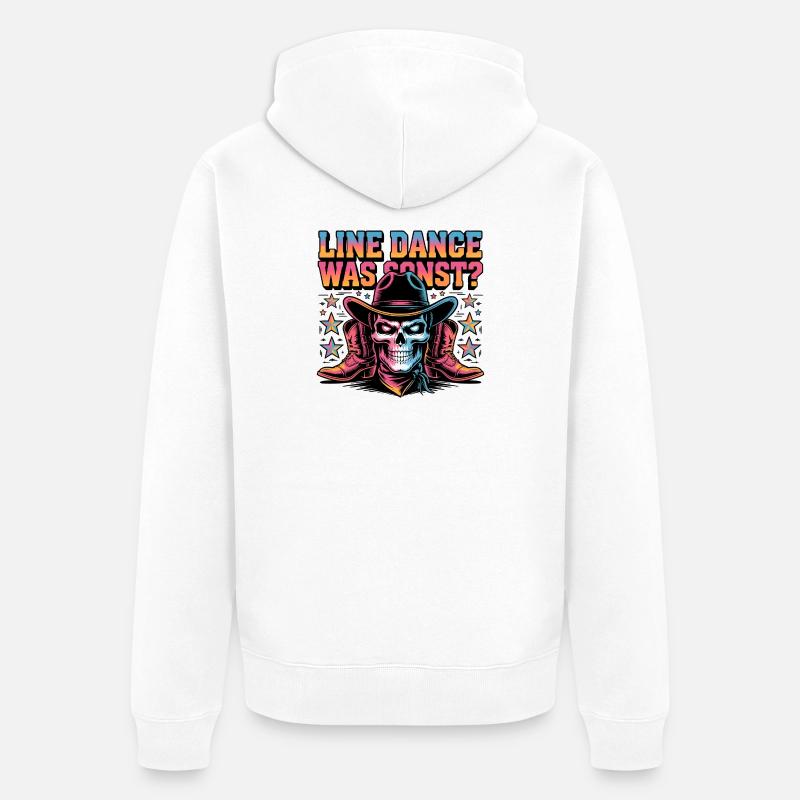Cowboy en Ligne de Crâne - Veste à capuche bio Premium Unisexe - blanc
