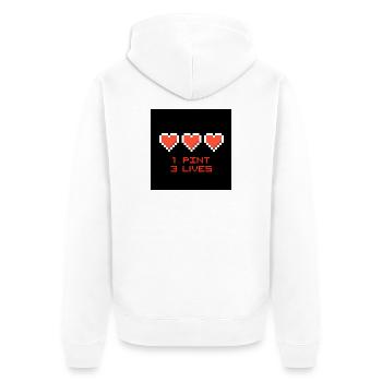 Pixel Hearts 1 Pint 3 Leben - Unisex Premium Bio Zip Hoodie - Weiß - Hinten - Thijin (182cm)