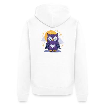 Mondnacht Eule - Unisex Premium Bio Zip Hoodie - Weiß - Hinten - Thijin (182cm)