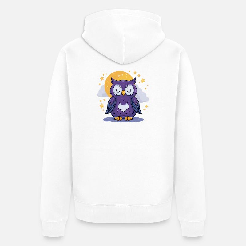 Mondnacht Eule - Unisex Premium Bio Zip Hoodie - Weiß