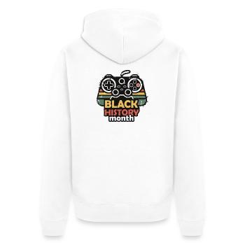 Manette de jeu rétro du Mois de l’Histoire des Noirs - Veste à capuche bio Premium Unisexe - blanc - Dos - Thijin (182cm)