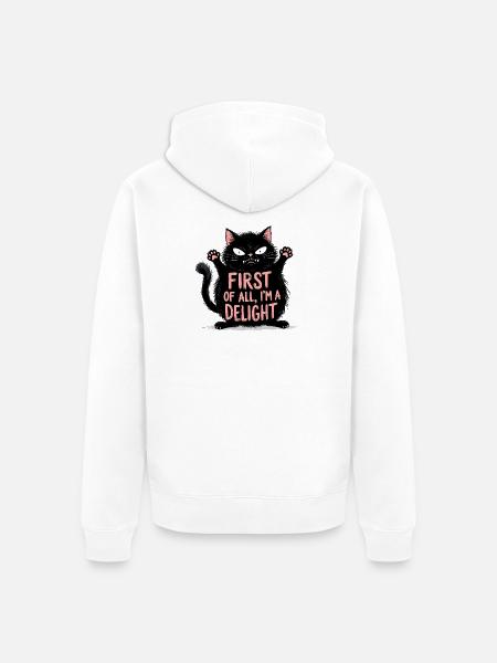 First of All I'm a Delight - Unisex Premium Organic Zip Hoodie - white