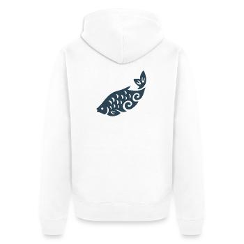 Swirl Fish Silhouette - Unisex Premium Organic Zip Hoodie - white - Back - Thijin (182cm)