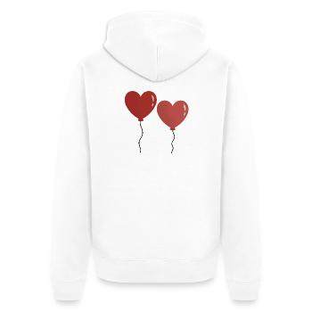 Twin Hearts Ballons - Unisex Premium Bio Zip Hoodie - Weiß - Hinten - Thijin (182cm)