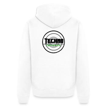 Techno Is Life Neon Logo - Unisex Premium Bio Zip Hoodie - Weiß - Hinten - Thijin (182cm)