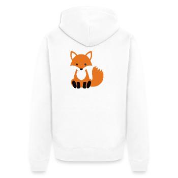 Süßer sitzender Fuchs minimalistischen Stil - Unisex Premium Bio Zip Hoodie - Weiß - Hinten - Thijin (182cm)