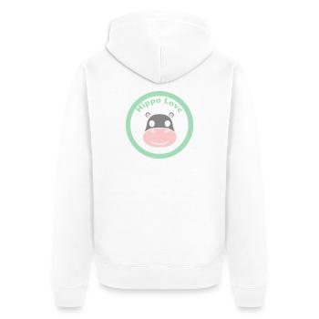 Masque facial tête d’hippopotame sourire - Veste à capuche bio Premium Unisexe - blanc - Dos - Thijin (182cm)