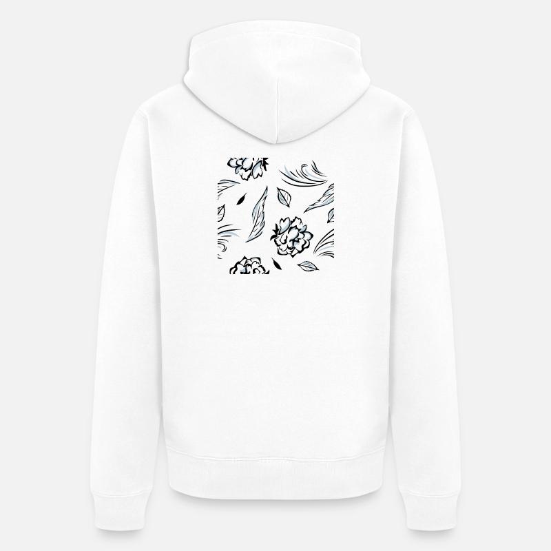 Seamless_pattern_with_roses - Veste à capuche bio Premium Unisexe - blanc