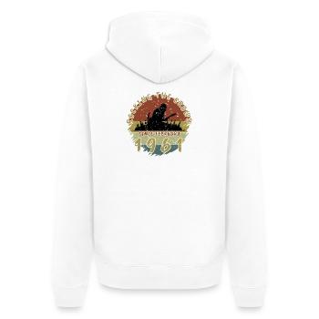 65th Birthday Rocking the crowd GIT 02/1961 - Unisex Premium Organic Zip Hoodie - white - Back - Thijin (182cm)