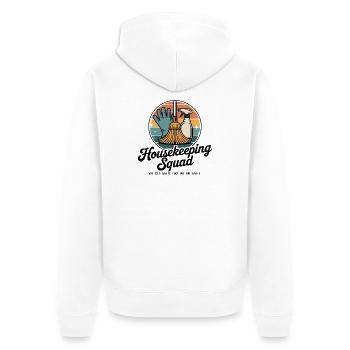 Lustiges Putzen Design - Unisex Premium Bio Zip Hoodie - Weiß - Hinten - Thijin (182cm)