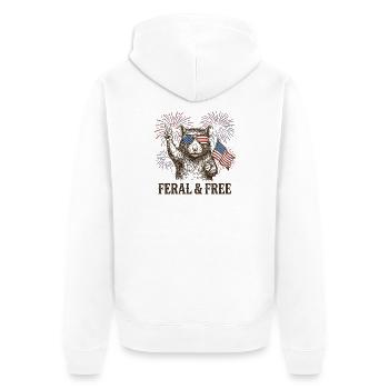 Wilde und freie Ratte – Lustige patriotische Ratte - Unisex Premium Bio Zip Hoodie - Weiß - Hinten - Thijin (182cm)