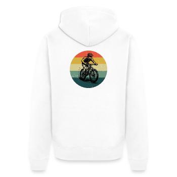 Motif de VTT minimaliste - Veste à capuche bio Premium Unisexe - blanc - Dos - Thijin (182cm)