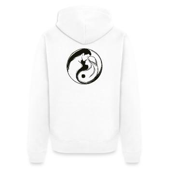 Yin Yang, Énergie masculine et féminine en équilibre - Veste à capuche bio Premium Unisexe - blanc - Dos - Thijin (182cm)