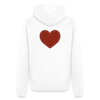 Stitched Brown Heart Emblem - Unisex Premium Organic Zip Hoodie - white - Back - Thijin (182cm)