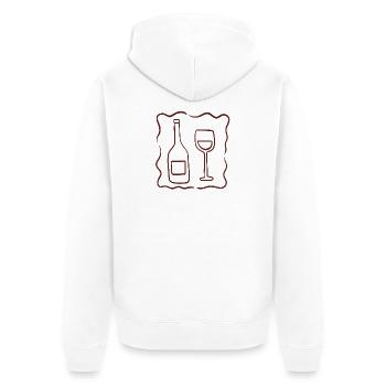 Wine Bottle and Glass Sketch - Unisex Premium Organic Zip Hoodie - white - Back - Thijin (182cm)