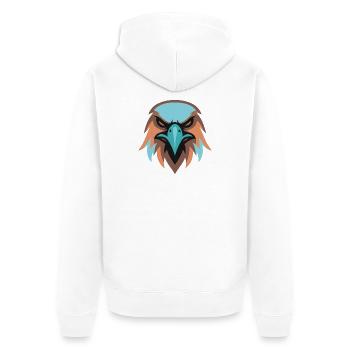 Adlerkopf Turquoise Braun - Unisex Premium Bio Zip Hoodie - Weiß - Hinten - Thijin (182cm)