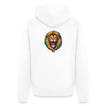 Explosion de Lion Arc-en-ciel Néon - Veste à capuche bio Premium Unisexe - blanc - Dos - Thijin (182cm)