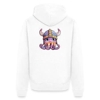 Viking Tentacle Helmet Colored Design - Unisex Premium Organic Zip Hoodie - white - Back - Thijin (182cm)
