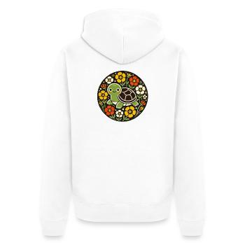 Tiny Turtle Amid Floral Circle - Unisex Premium Organic Zip Hoodie - white - Back - Thijin (182cm)