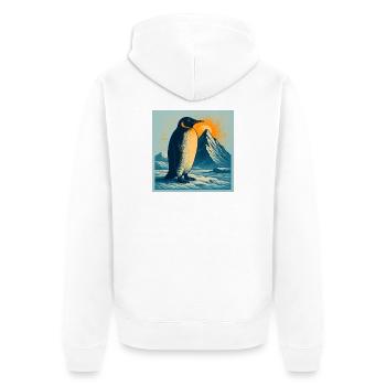Polarstrand-Pinguin im Sonnenaufgang - Unisex Premium Bio Zip Hoodie - Weiß - Hinten - Thijin (182cm)