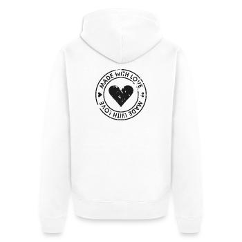 Distressed Heart Stamp Made With Love - Unisex Premium Organic Zip Hoodie - white - Back - Thijin (182cm)