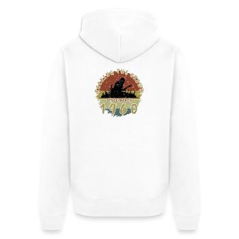 66e anniversaire Faire vibrer la foule GIT 03/1960 - Veste à capuche bio Premium Unisexe - blanc - Dos - Thijin (182cm)