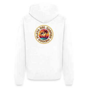Sunset Palm Circle: Playa del Carmen Mexiko - Unisex Premium Bio Zip Hoodie - Weiß - Hinten - Thijin (182cm)