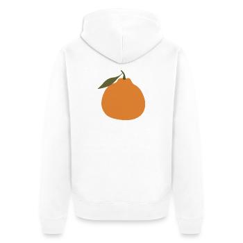 Minimalistisches Orange mit Blatt - Unisex Premium Bio Zip Hoodie - Weiß - Hinten - Thijin (182cm)