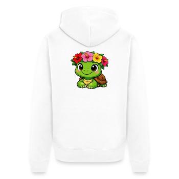 Blossom-crowned turtle - Unisex Premium Organic Zip Hoodie - white - Back - Thijin (182cm)
