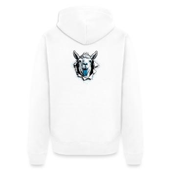Pop Culture Llama – Illustration bicolore moderne - Veste à capuche bio Premium Unisexe - blanc - Dos - Thijin (182cm)