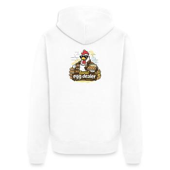 Marchand d’œufs local – Cool Rooster Farmer’s Market - Veste à capuche bio Premium Unisexe - blanc - Dos - Thijin (182cm)