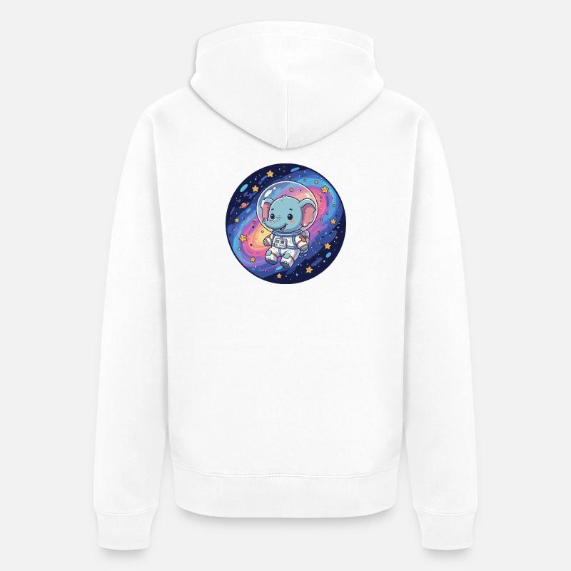 Éléphant spatial dans le casque d’astronaute - Veste à capuche bio Premium Unisexe - blanc