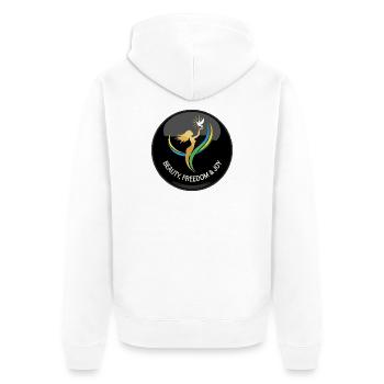 Liberté, Beauté et Plaisir - Veste à capuche bio Premium Unisexe - blanc - Dos - Thijin (182cm)