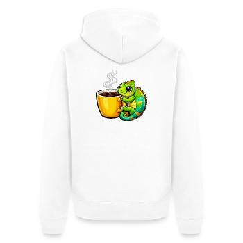 Coffee Dragon Cuddle - Unisex Premium Organic Zip Hoodie - white - Back - Thijin (182cm)