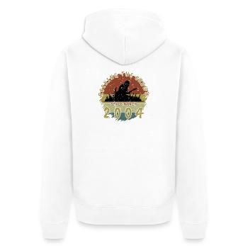 22e anniversaire Faire vibrer la foule GIT 03/2004 - Veste à capuche bio Premium Unisexe - blanc - Dos - Thijin (182cm)