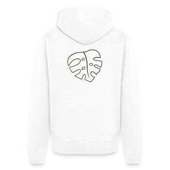 Monstera Line Art Leaf - Unisex Premium Organic Zip Hoodie - white - Back - Thijin (182cm)