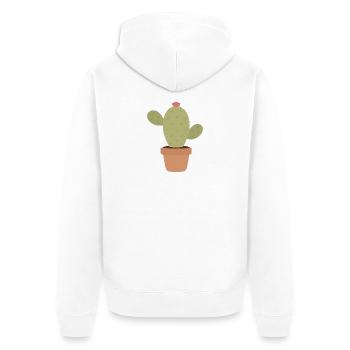 Kaktus-Zauber im Topf Minimal Pop - Unisex Premium Bio Zip Hoodie - Weiß - Hinten - Thijin (182cm)