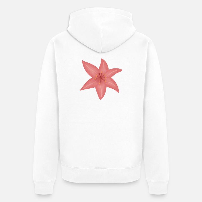 Illustration de fleur de lys rose - Veste à capuche bio Premium Unisexe - blanc