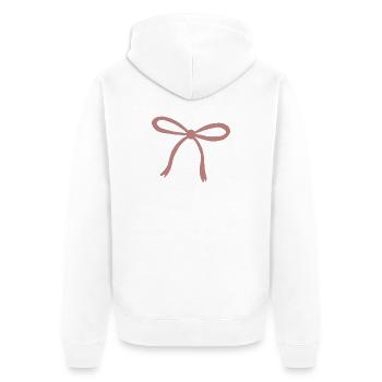 Rosy Ribbon Bow Print - Unisex Premium Organic Zip Hoodie - white - Back - Thijin (182cm)