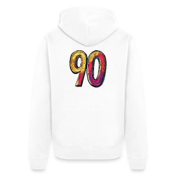 90 Number Colorful - Unisex Premium Organic Zip Hoodie - white - Back - Thijin (182cm)
