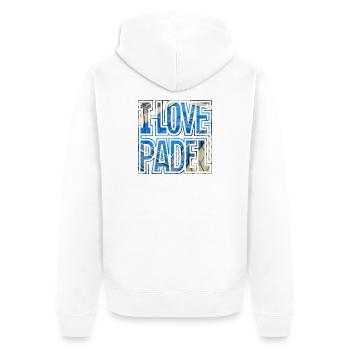 I LOVE PADEL, Padel Court, Gift Idea Shirt - Unisex Premium Organic Zip Hoodie - white - Back - Thijin (182cm)