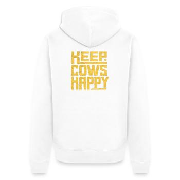 Keep Cows Happy – Gift for Farmers - Unisex Premium Organic Zip Hoodie - white - Back - Thijin (182cm)