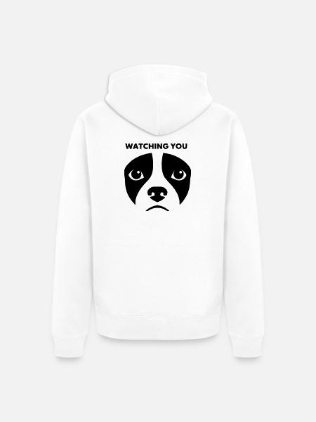 Dog View Watching You Saying - Unisex Premium Organic Zip Hoodie - white