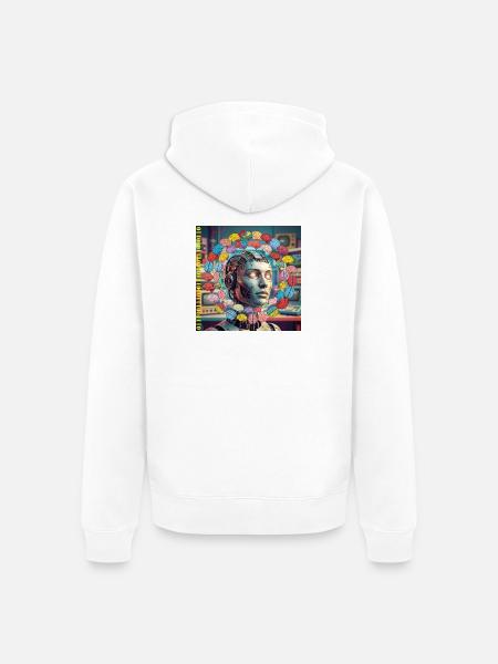 Android with brain satellites - Unisex Premium Organic Zip Hoodie - white