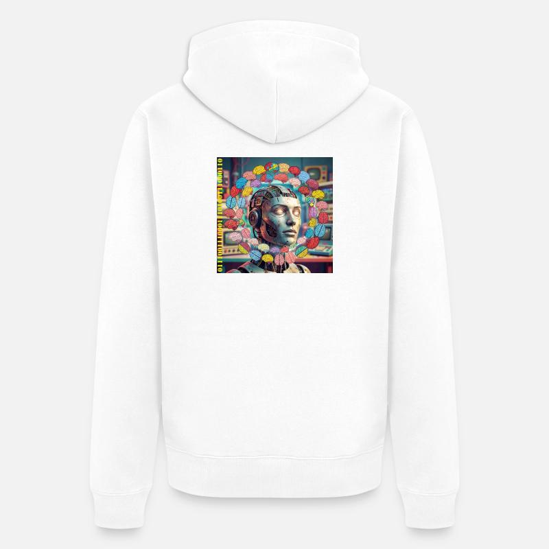 Android avec satellites cérébraux - Veste à capuche bio Premium Unisexe - blanc