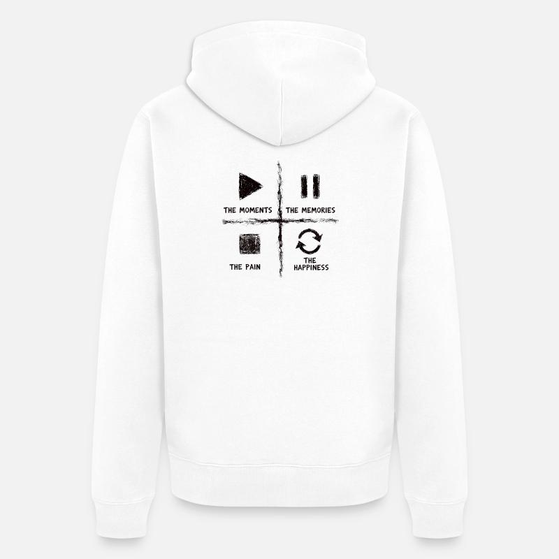 Pleine conscience, moments, souvenirs, bonheur - Veste à capuche bio Premium Unisexe - blanc
