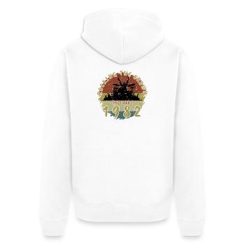 44th Birthday Rocking the crowd DRM 04/1982 - Unisex Premium Organic Zip Hoodie - white - Back - Thijin (182cm)