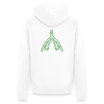 Klitoris_moos - Unisex Premium Organic Zip Hoodie - white - Back - Thijin (182cm)