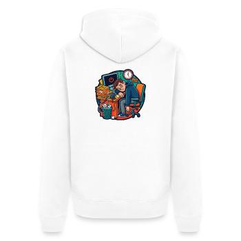 Müde Arbeit Büro Stress Humor - Unisex Premium Bio Zip Hoodie - Weiß - Hinten - Thijin (182cm)